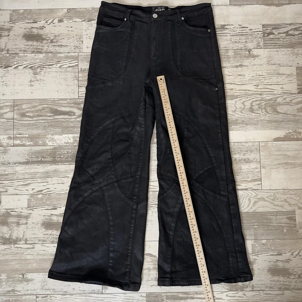 Guapi Jeans Mens 36x32 Black Wide Leg Relaxed Fit Charcoal Denim Stretch Pants